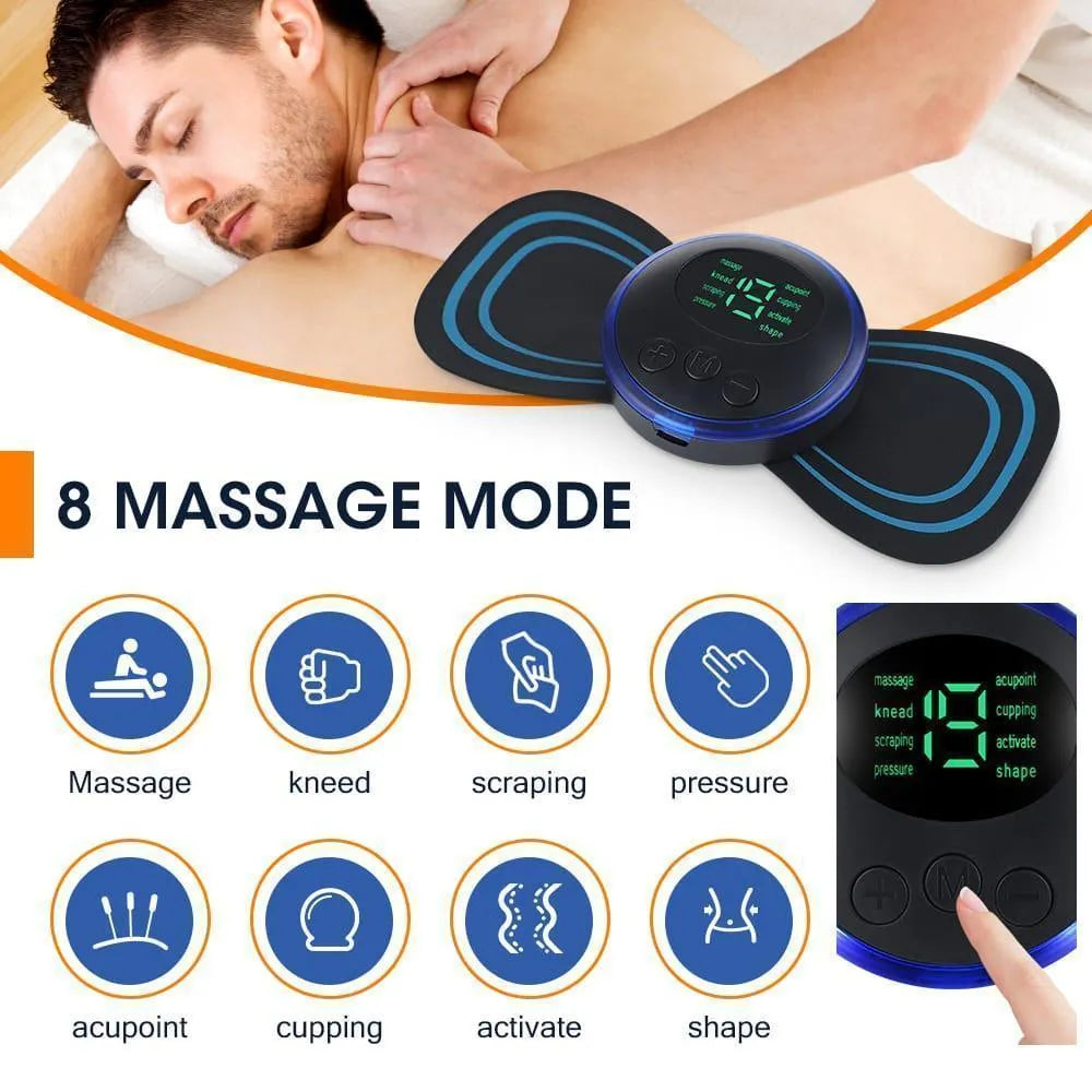 Portable EMS Smart Muscle Massager | Rechargeable Digital Electric Pulse Therapy Massage Pad for Neck, Shoulder, Back & Body Pain Relief