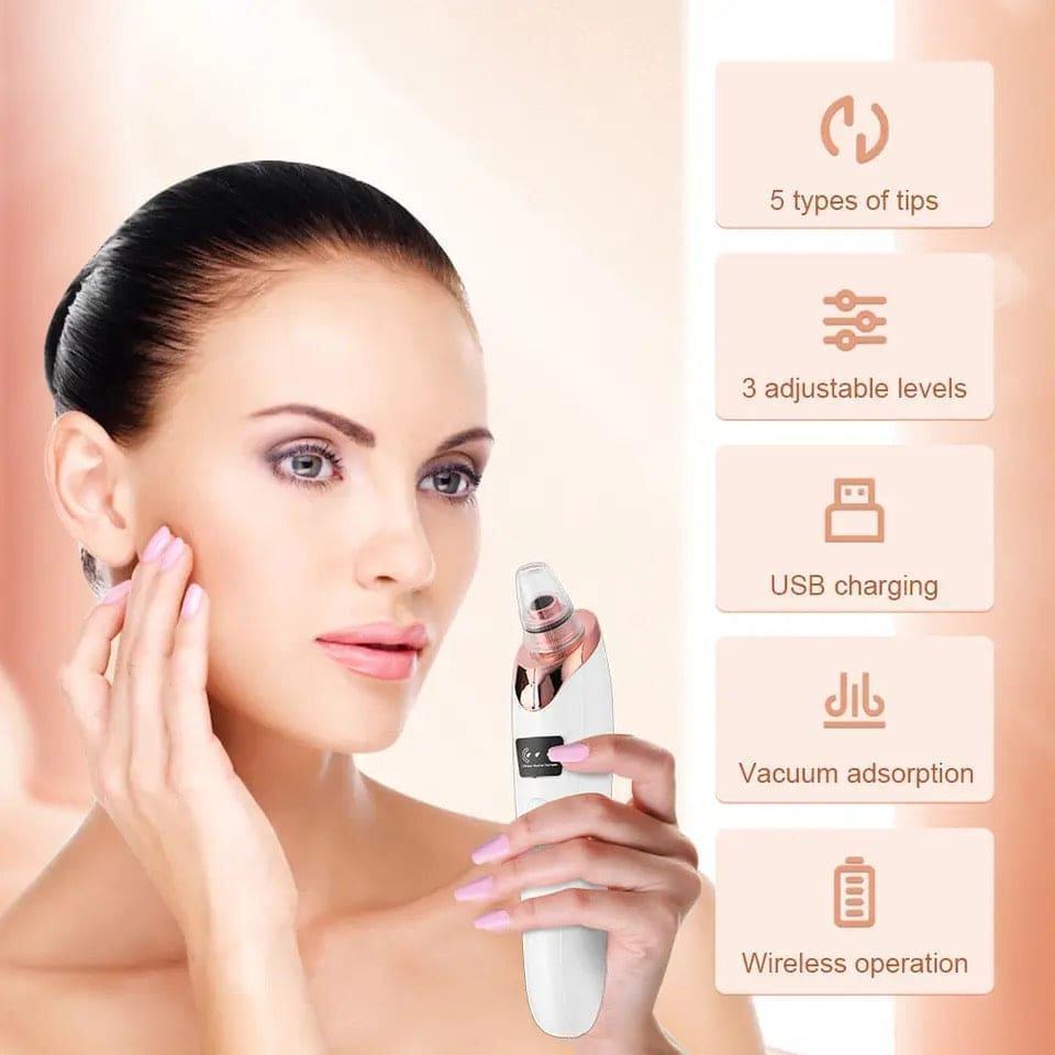 5-in-1 Electric Blackhead Remover Vacuum – Deep Pore Cleanser with 5 Replaceable Suction Heads for Blackheads, Whiteheads & Facial Skin Care