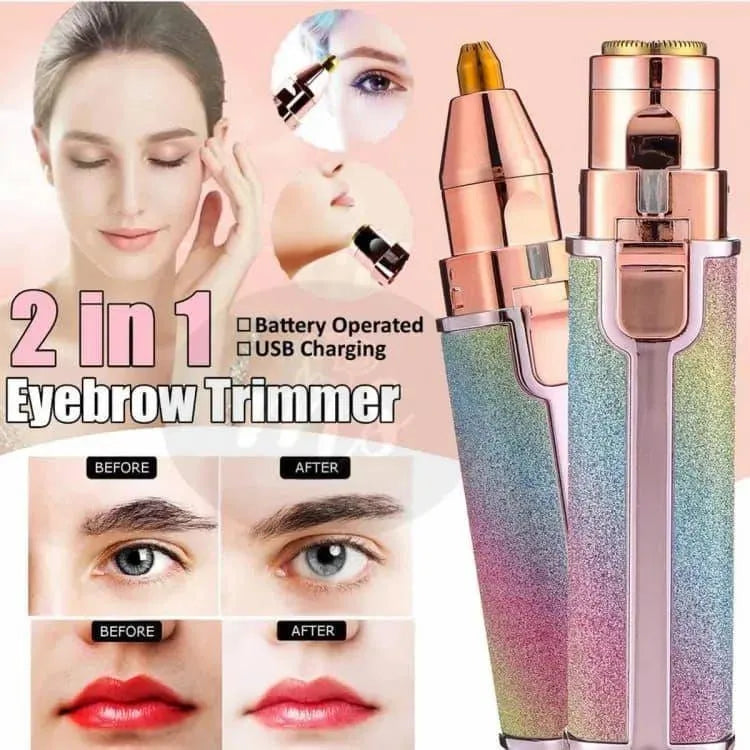 2-in-1 Rechargeable Eyebrow Trimmer & Facial Hair Remover – USB Portable Painless Hair Shaver for Women