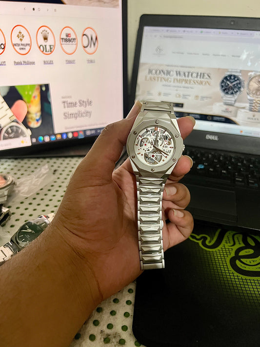 Hublot Skeleton White Dial Premium First Copy Automatic Watch – Luxury Stainless Steel Men’s Watch