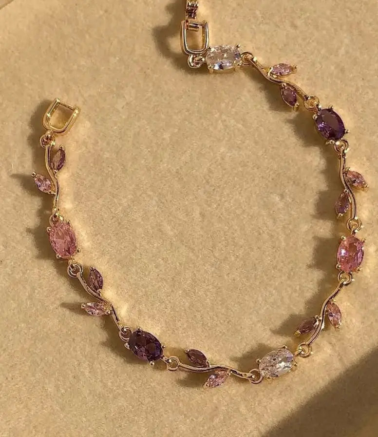 Luxury Crystal Vine Bracelet – Elegant Gold-Plated Adjustable Bracelet for Women