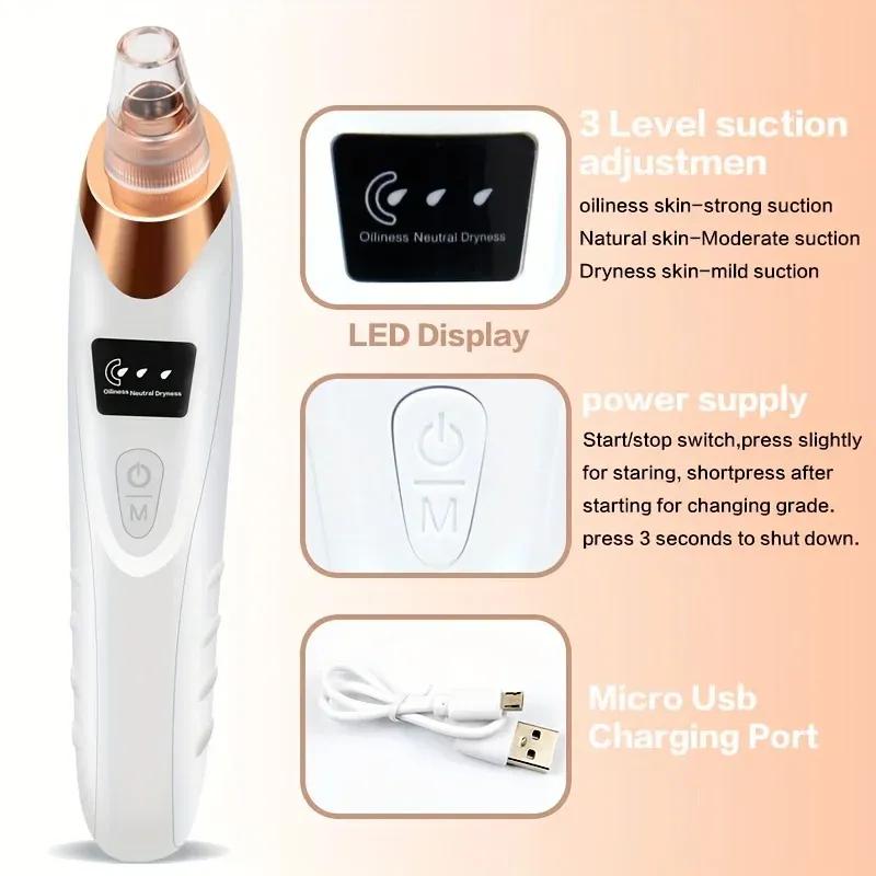 5-in-1 Electric Blackhead Remover Vacuum – Deep Pore Cleanser with 5 Replaceable Suction Heads for Blackheads, Whiteheads & Facial Skin Care