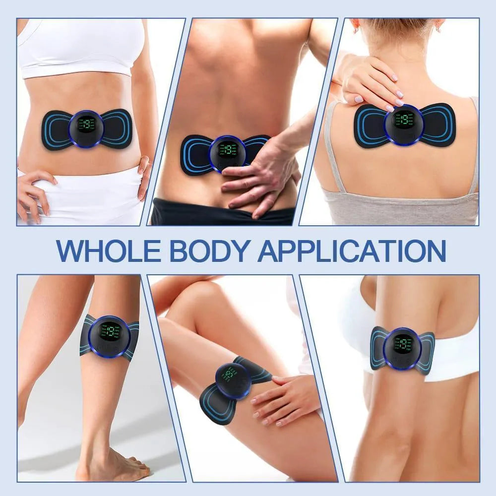 Portable EMS Smart Muscle Massager | Rechargeable Digital Electric Pulse Therapy Massage Pad for Neck, Shoulder, Back & Body Pain Relief