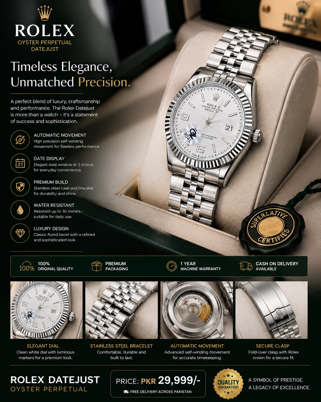 Rolex Datejust Silver Dial – Premium Automatic Luxury Watch