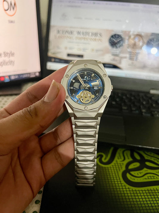 Hublot Classic Fusion Blue Skeleton Premium First Copy Watch – Luxury Stainless Steel Men’s Watch