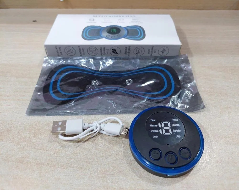 Portable EMS Smart Muscle Massager | Rechargeable Digital Electric Pulse Therapy Massage Pad for Neck, Shoulder, Back & Body Pain Relief