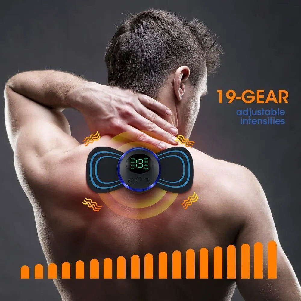Portable EMS Smart Muscle Massager | Rechargeable Digital Electric Pulse Therapy Massage Pad for Neck, Shoulder, Back & Body Pain Relief