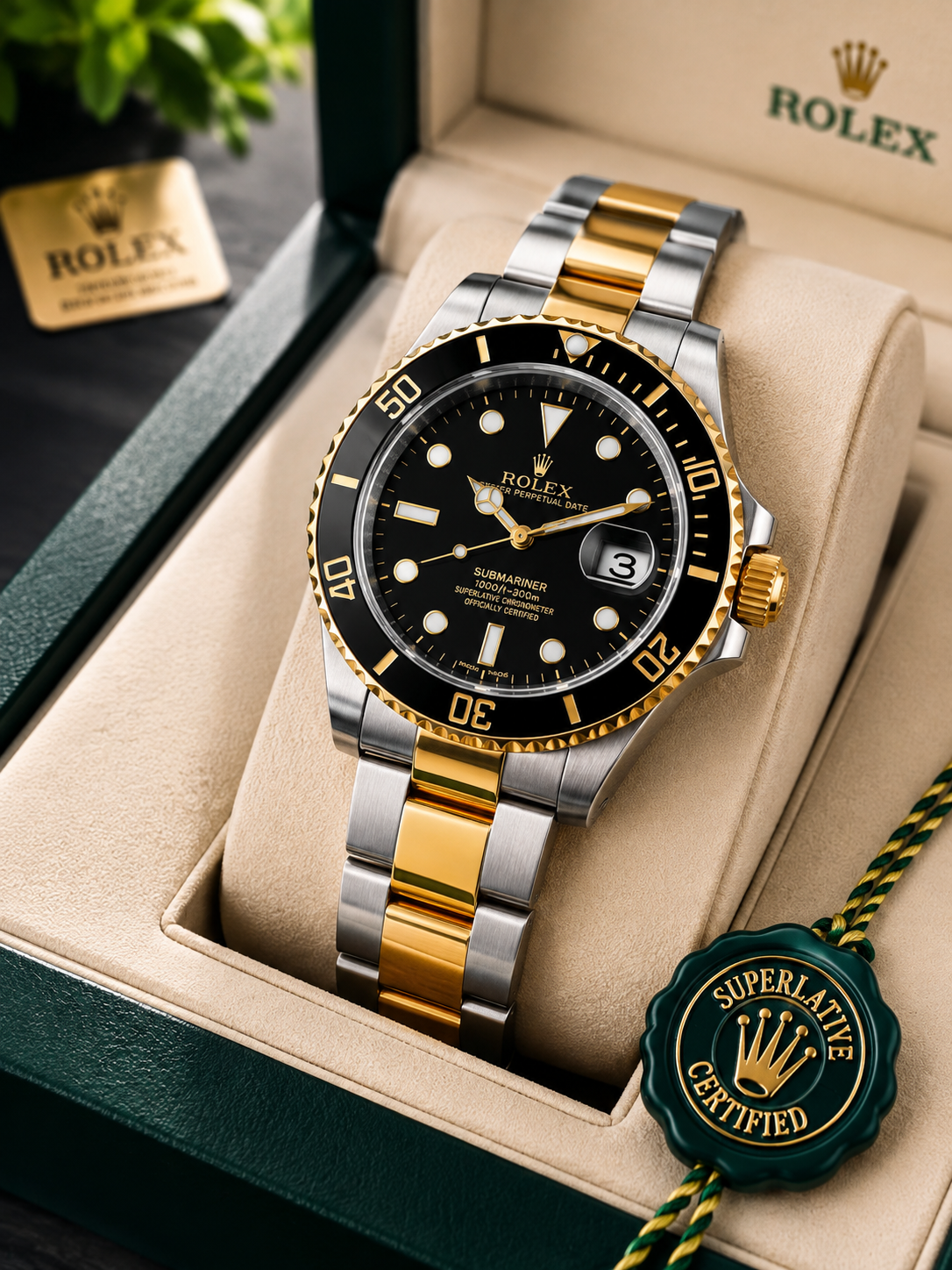 Rolex Submariner Black Dial – Two-Tone Gold & Silver Luxury Watch